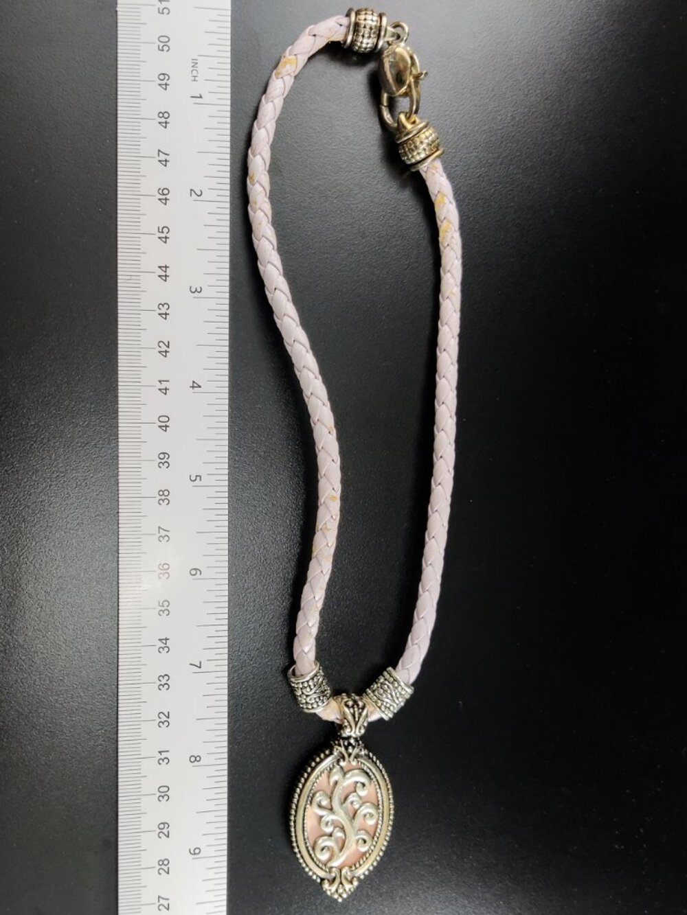 VTG 80s Boho Silver Tone Pink Filigree Tree Amulet Choker Necklace For Parts - Picture 2 of 6